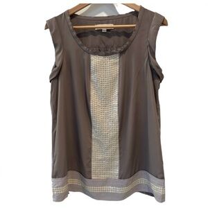 LOFT Ann Taylor Sparkling Sequin Trim Sleeveless Blouse Top Size S